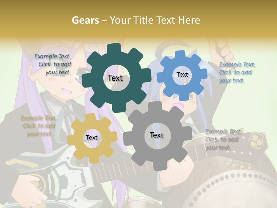 A Couple Of Anime Characters Holding Guitars PowerPoint Template