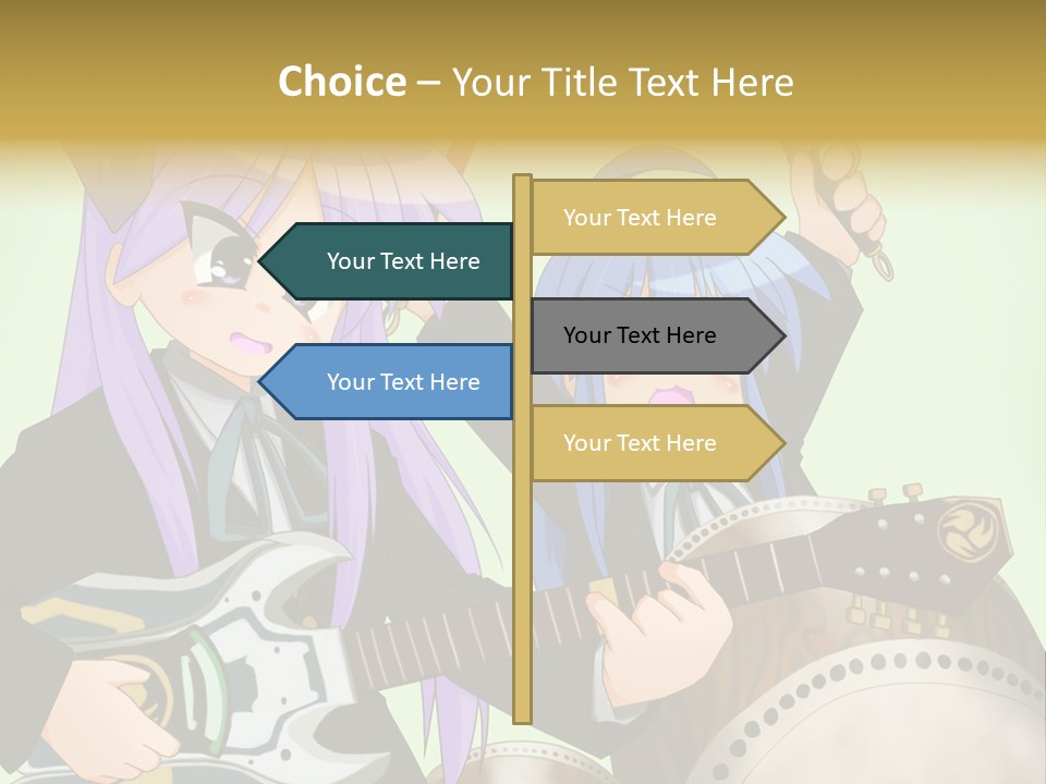 A Couple Of Anime Characters Holding Guitars PowerPoint Template