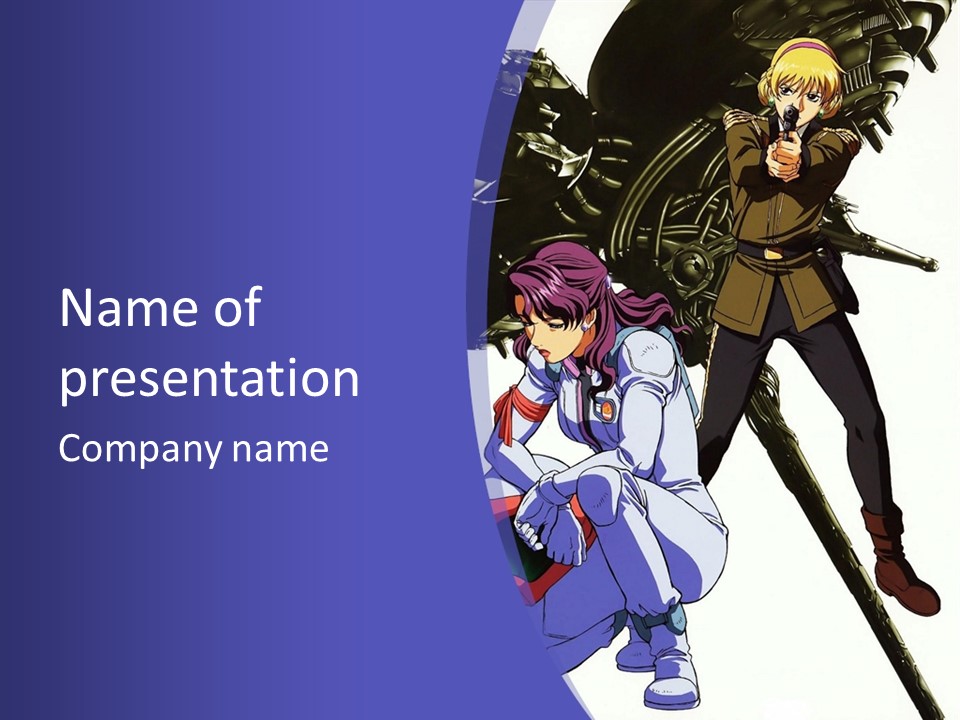 A Couple Of Anime Characters Standing Next To Each Other PowerPoint Template