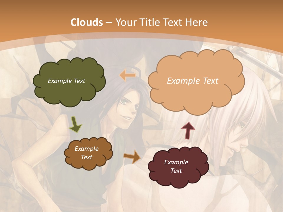 A Couple Of Anime Characters Sitting Next To Each Other PowerPoint Template