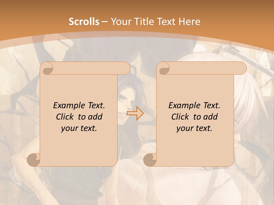 A Couple Of Anime Characters Sitting Next To Each Other PowerPoint Template