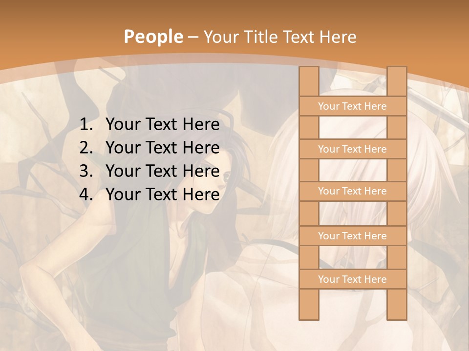 A Couple Of Anime Characters Sitting Next To Each Other PowerPoint Template