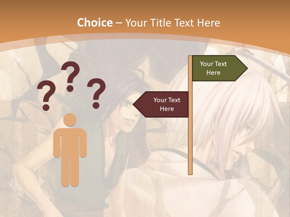 A Couple Of Anime Characters Sitting Next To Each Other PowerPoint Template