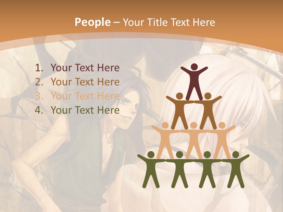 A Couple Of Anime Characters Sitting Next To Each Other PowerPoint Template