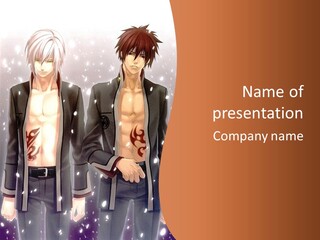 A Couple Of Men Standing Next To Each Other PowerPoint Template