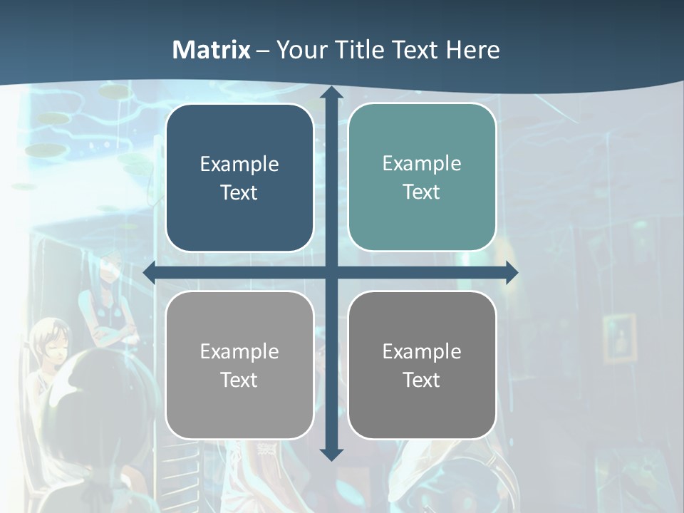 A Group Of People In A Room With A Blue Background PowerPoint Template