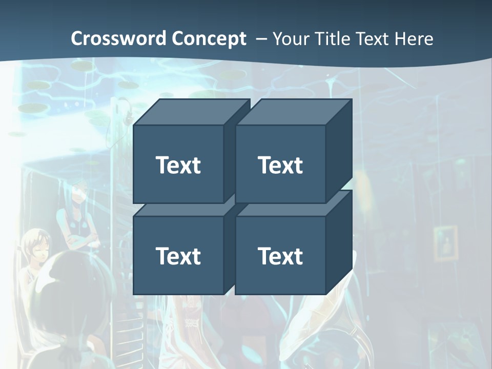 A Group Of People In A Room With A Blue Background PowerPoint Template