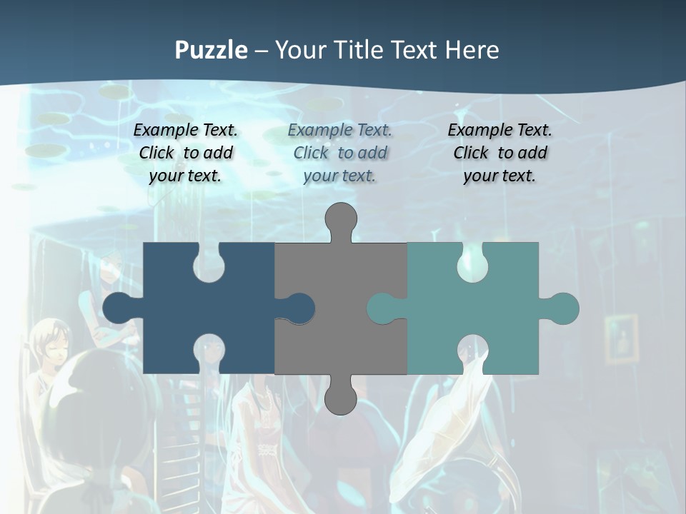 A Group Of People In A Room With A Blue Background PowerPoint Template