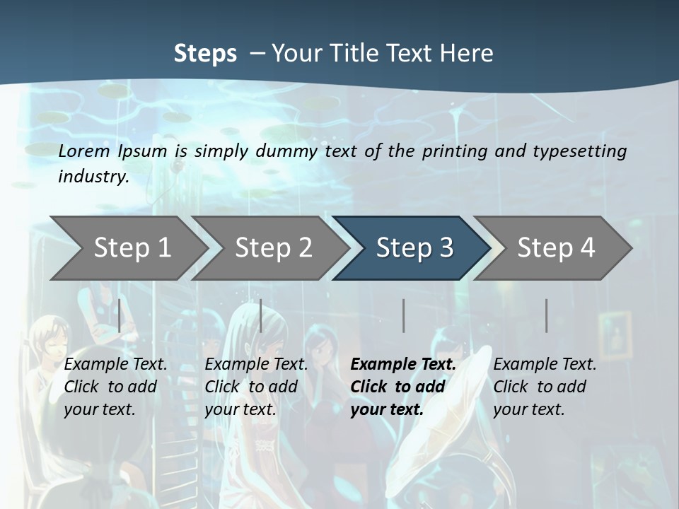 A Group Of People In A Room With A Blue Background PowerPoint Template