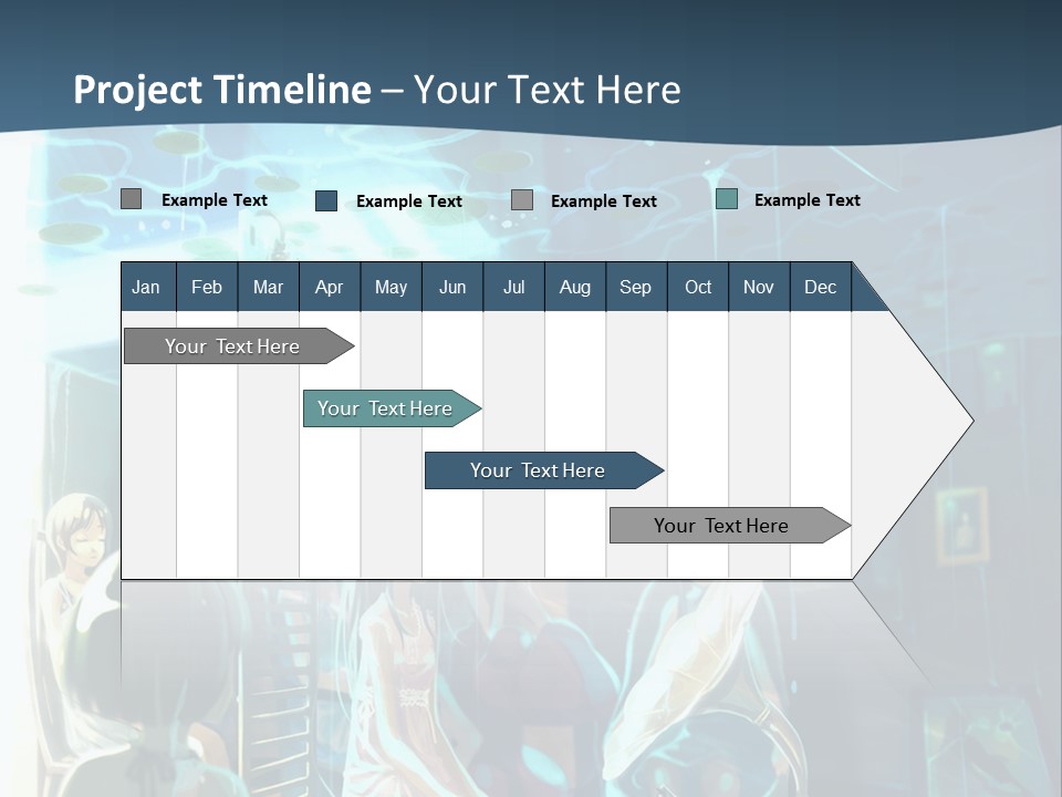 A Group Of People In A Room With A Blue Background PowerPoint Template