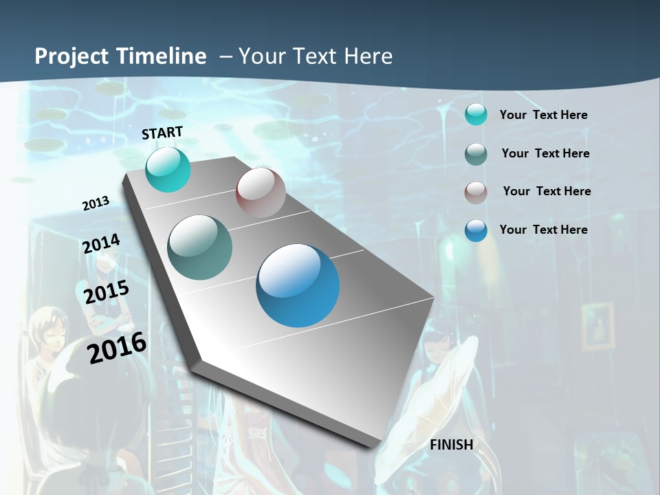 A Group Of People In A Room With A Blue Background PowerPoint Template