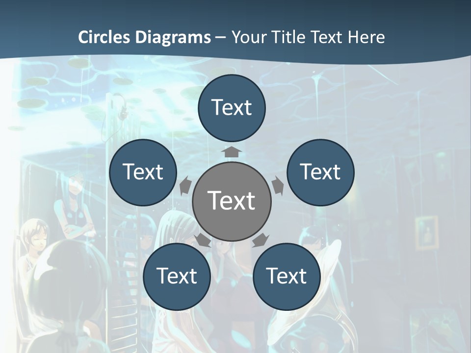 A Group Of People In A Room With A Blue Background PowerPoint Template