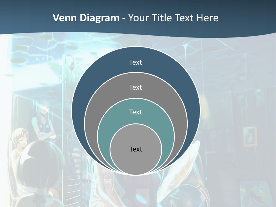 A Group Of People In A Room With A Blue Background PowerPoint Template