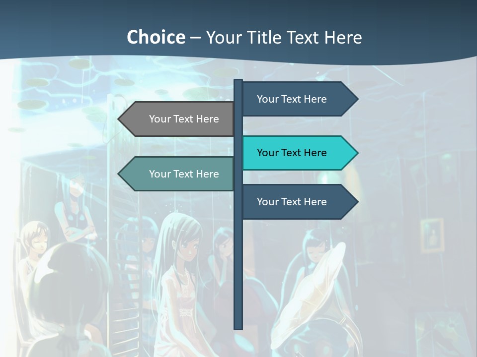 A Group Of People In A Room With A Blue Background PowerPoint Template