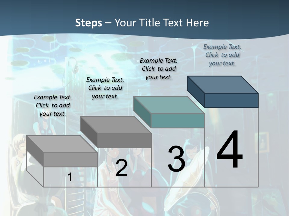 A Group Of People In A Room With A Blue Background PowerPoint Template