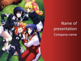 A Group Of Anime Girls Standing Next To Each Other PowerPoint Template