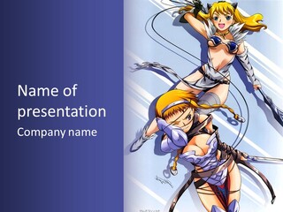Two Sexy Women With Swords Powerpoint Template PowerPoint Template