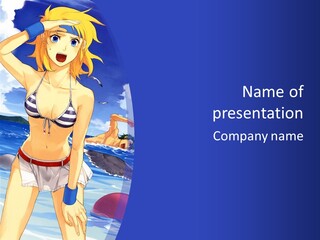 A Woman In A Bikini Standing On The Beach PowerPoint Template