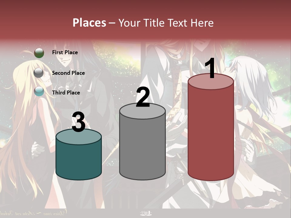 A Group Of Anime Girls Standing Next To Each Other PowerPoint Template