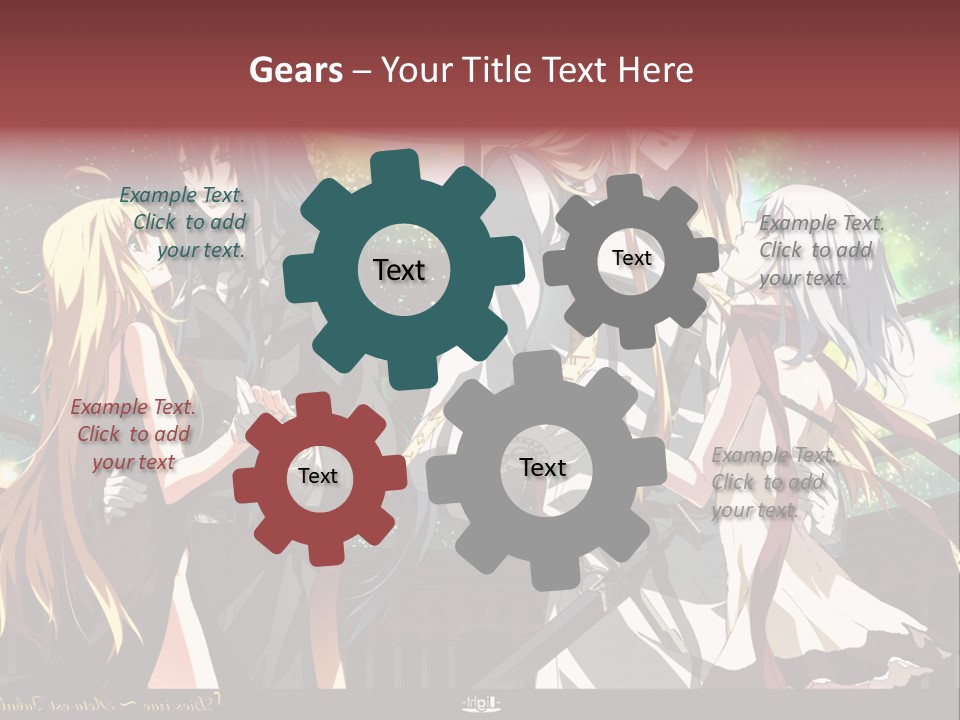 A Group Of Anime Girls Standing Next To Each Other PowerPoint Template