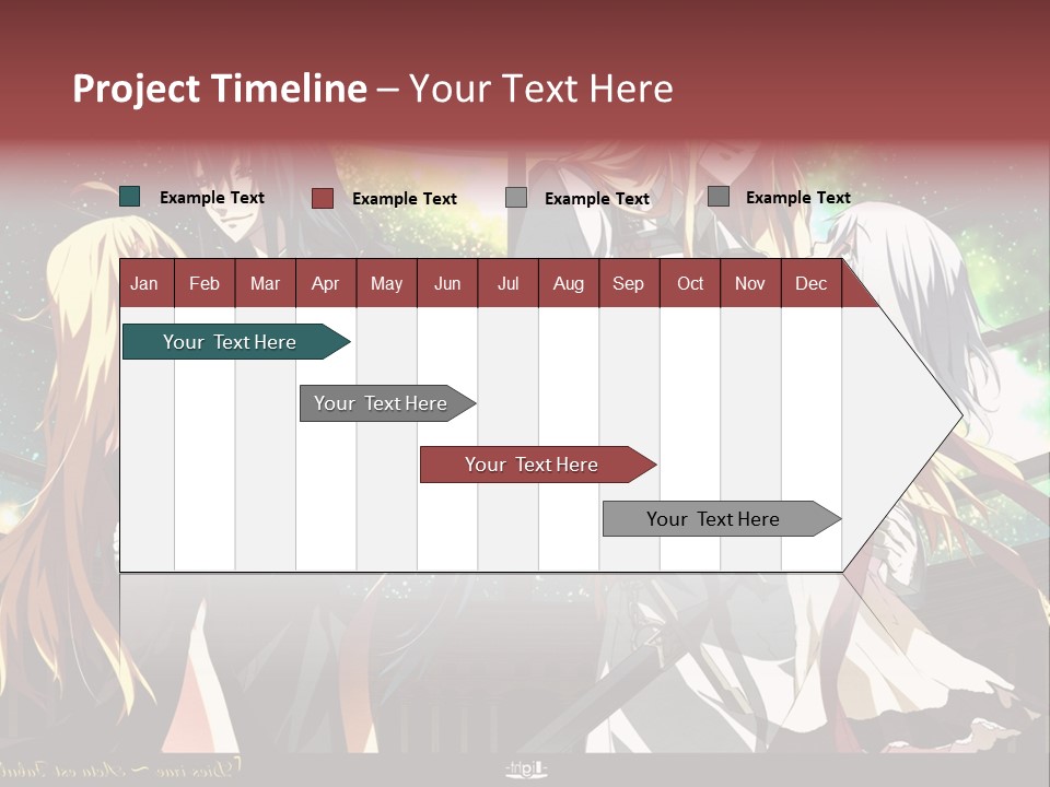 A Group Of Anime Girls Standing Next To Each Other PowerPoint Template