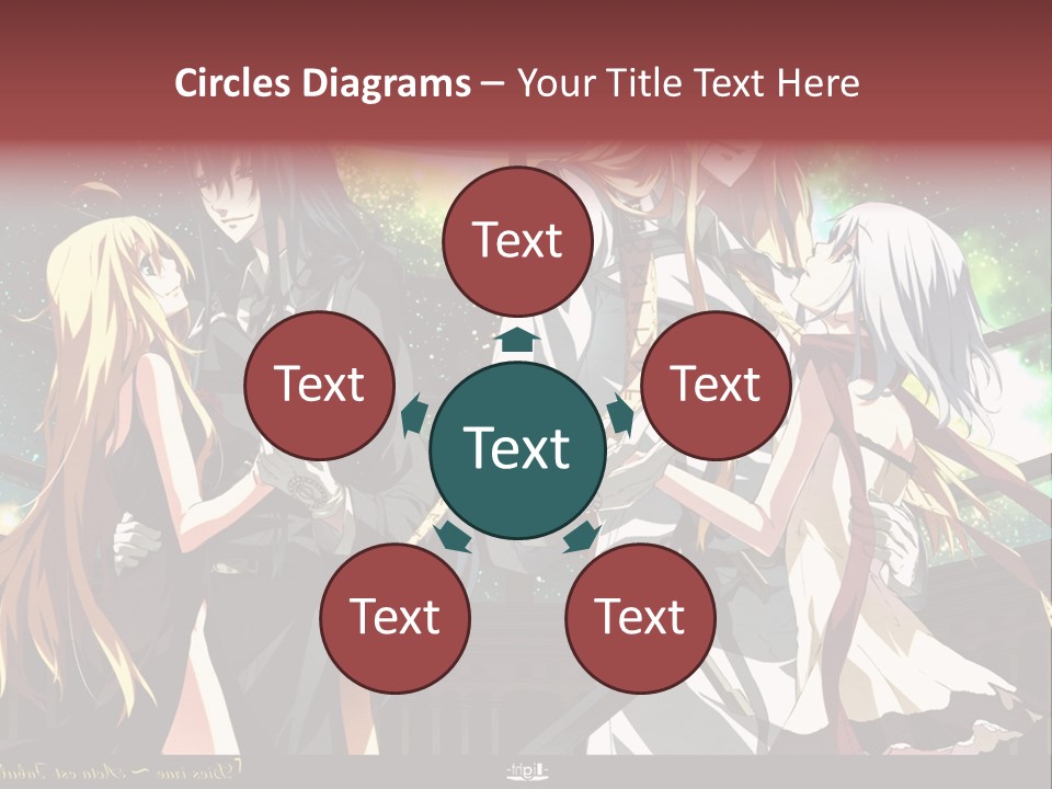 A Group Of Anime Girls Standing Next To Each Other PowerPoint Template