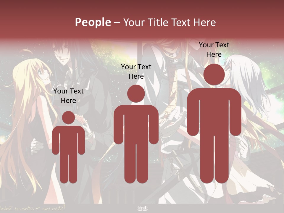 A Group Of Anime Girls Standing Next To Each Other PowerPoint Template