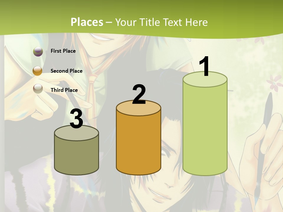 A Couple Of Anime Characters Sitting Next To Each Other PowerPoint Template