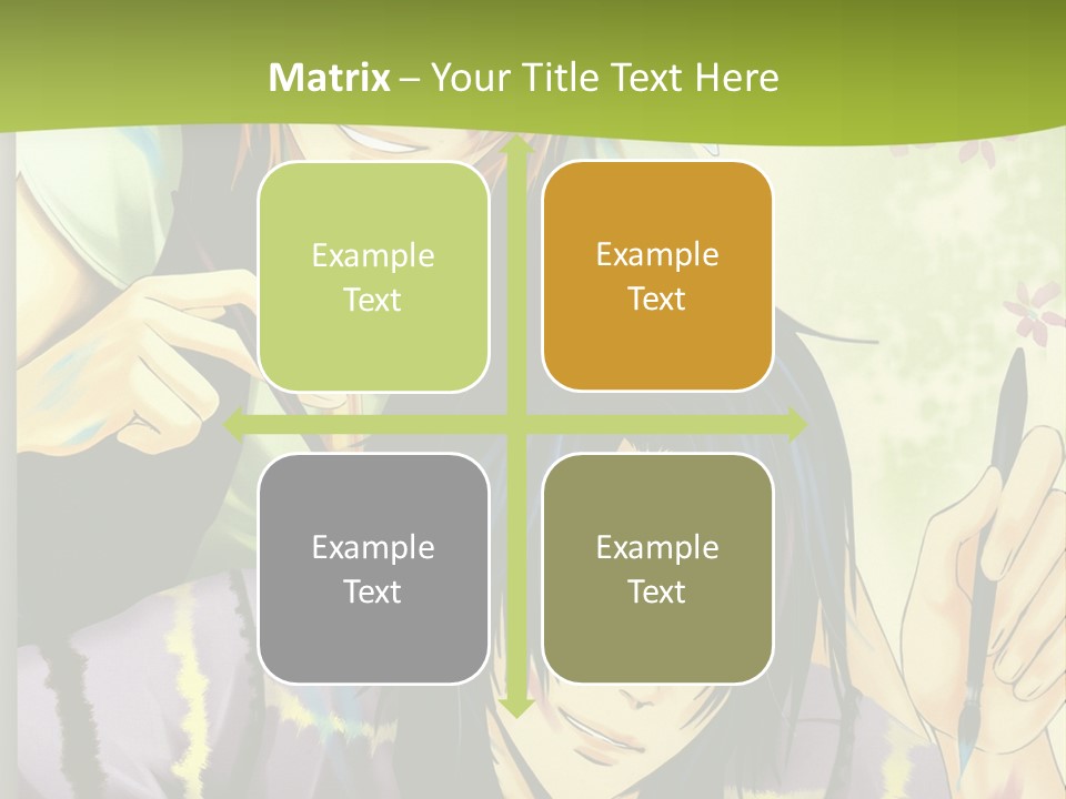 A Couple Of Anime Characters Sitting Next To Each Other PowerPoint Template