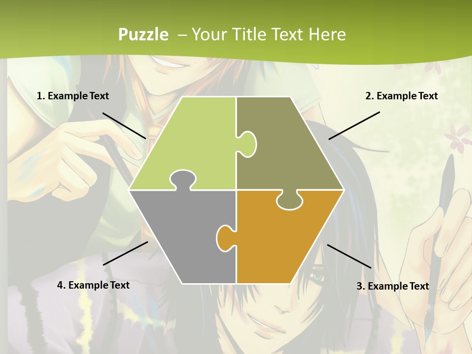 A Couple Of Anime Characters Sitting Next To Each Other PowerPoint Template