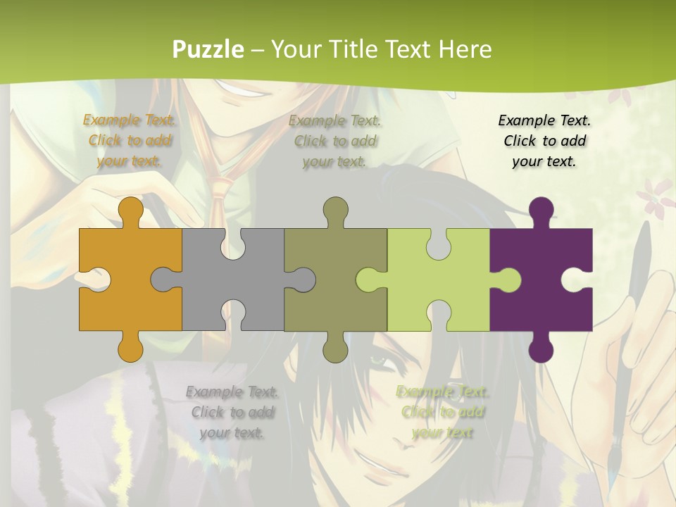 A Couple Of Anime Characters Sitting Next To Each Other PowerPoint Template