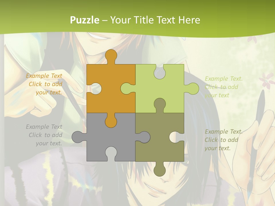 A Couple Of Anime Characters Sitting Next To Each Other PowerPoint Template