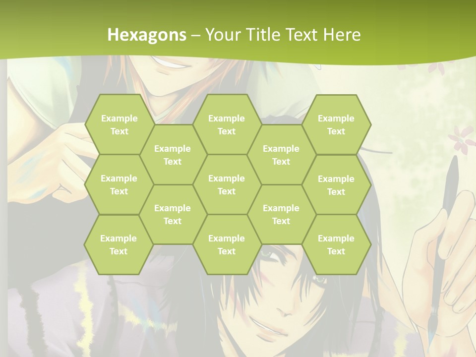 A Couple Of Anime Characters Sitting Next To Each Other PowerPoint Template