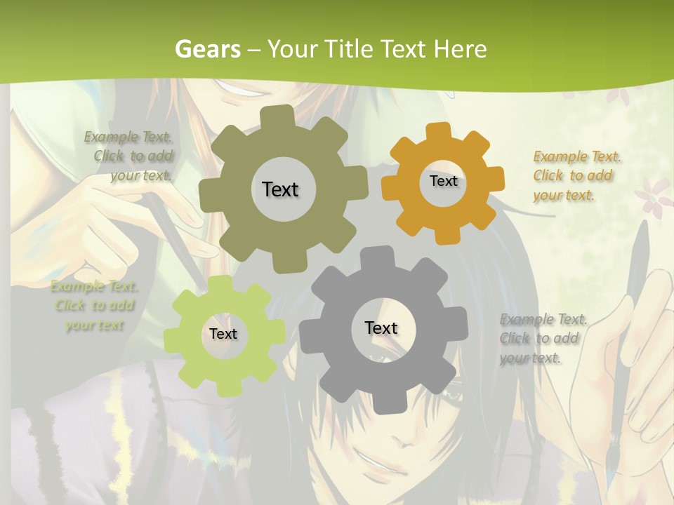 A Couple Of Anime Characters Sitting Next To Each Other PowerPoint Template