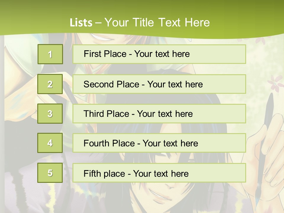 A Couple Of Anime Characters Sitting Next To Each Other PowerPoint Template