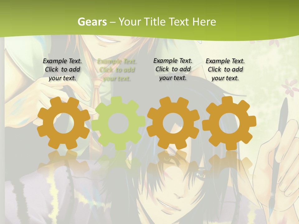 A Couple Of Anime Characters Sitting Next To Each Other PowerPoint Template