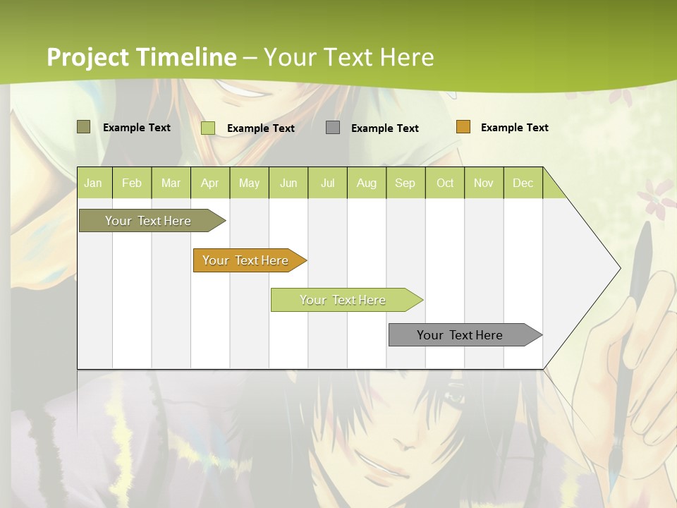 A Couple Of Anime Characters Sitting Next To Each Other PowerPoint Template