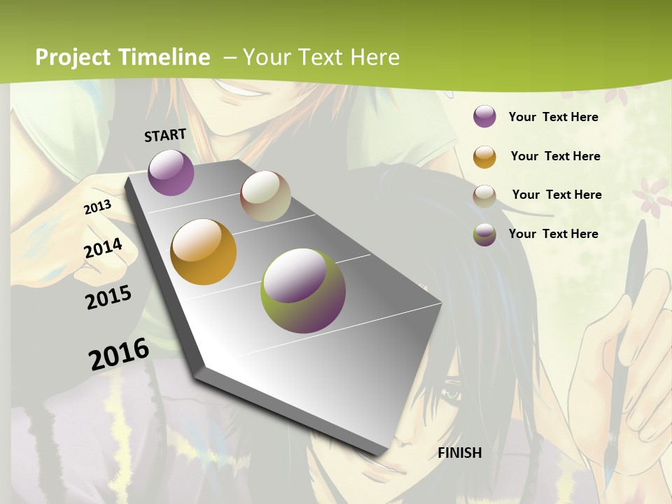 A Couple Of Anime Characters Sitting Next To Each Other PowerPoint Template