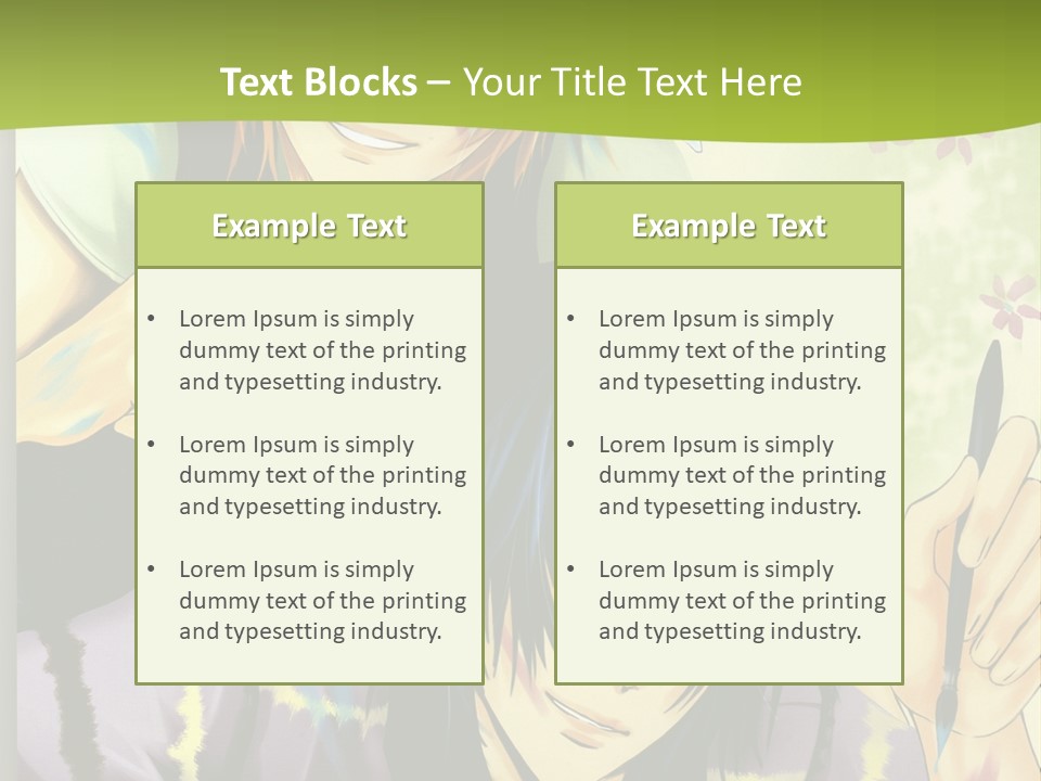 A Couple Of Anime Characters Sitting Next To Each Other PowerPoint Template