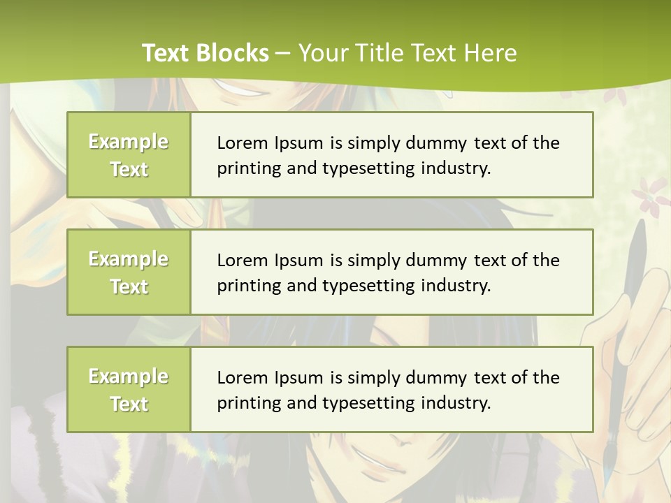A Couple Of Anime Characters Sitting Next To Each Other PowerPoint Template