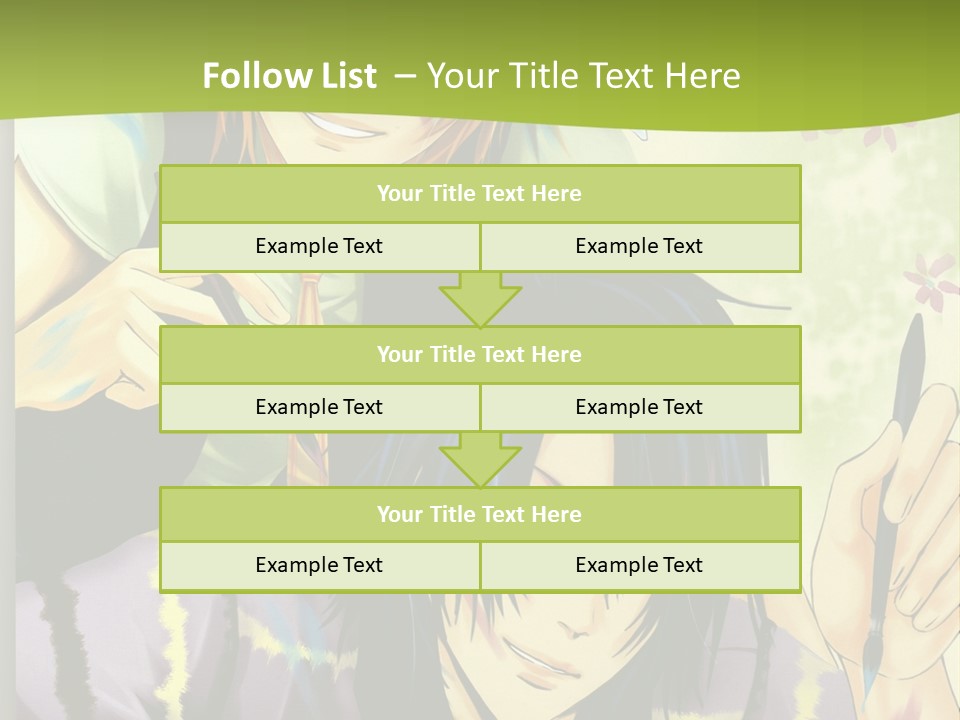 A Couple Of Anime Characters Sitting Next To Each Other PowerPoint Template