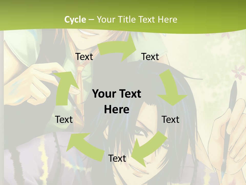 A Couple Of Anime Characters Sitting Next To Each Other PowerPoint Template