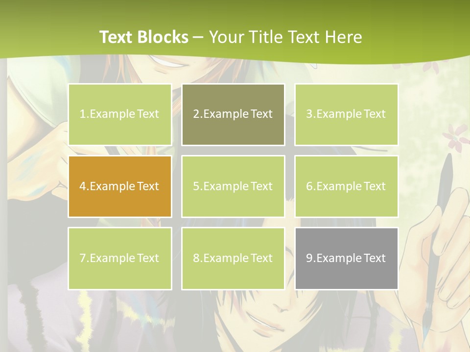 A Couple Of Anime Characters Sitting Next To Each Other PowerPoint Template