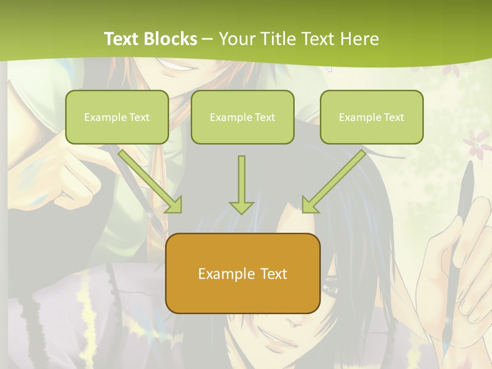 A Couple Of Anime Characters Sitting Next To Each Other PowerPoint Template