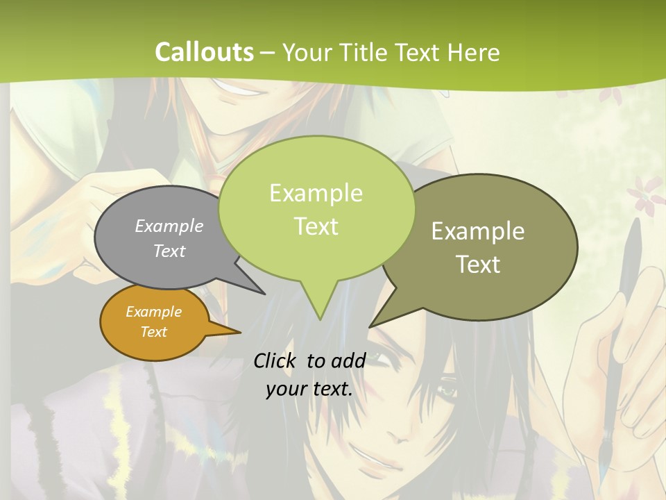 A Couple Of Anime Characters Sitting Next To Each Other PowerPoint Template