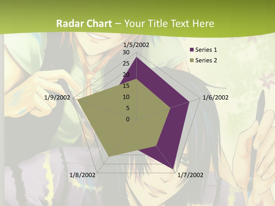 A Couple Of Anime Characters Sitting Next To Each Other PowerPoint Template
