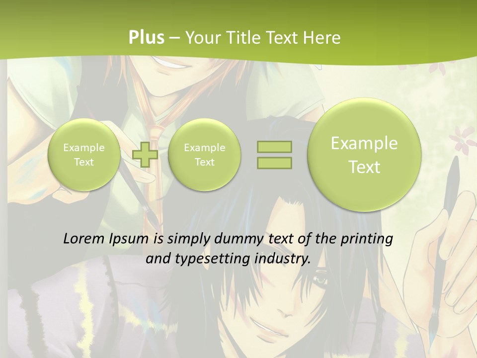 A Couple Of Anime Characters Sitting Next To Each Other PowerPoint Template