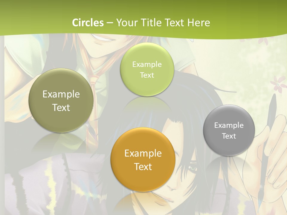 A Couple Of Anime Characters Sitting Next To Each Other PowerPoint Template