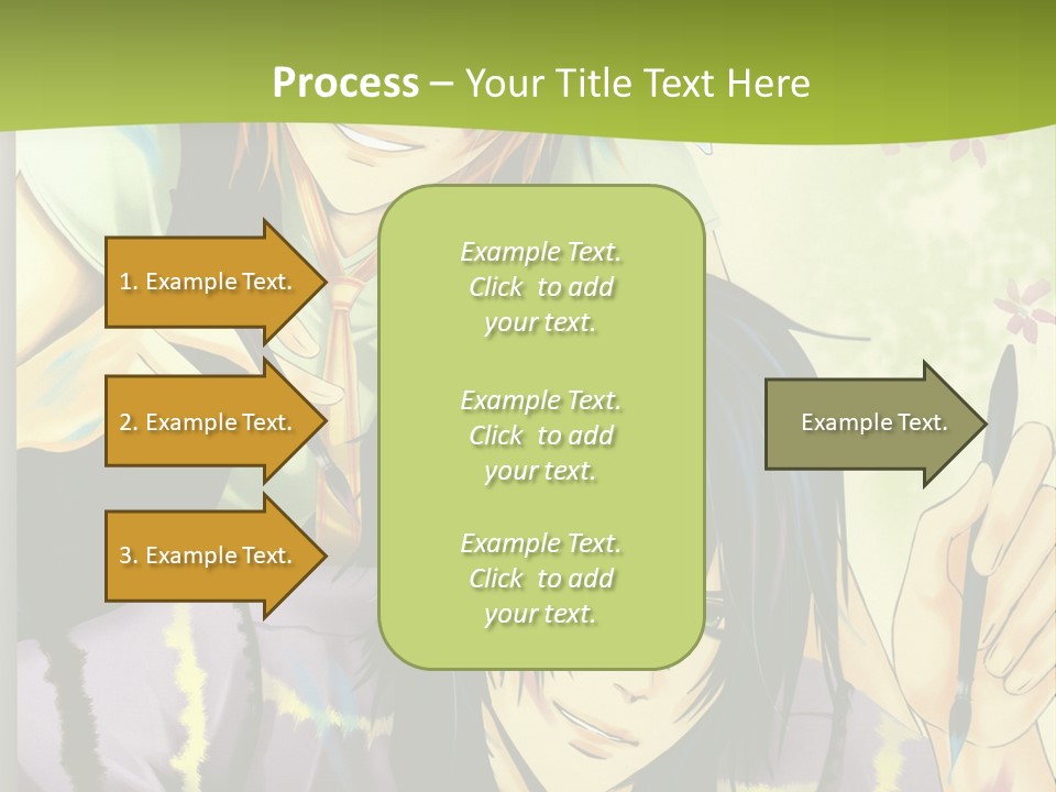 A Couple Of Anime Characters Sitting Next To Each Other PowerPoint Template