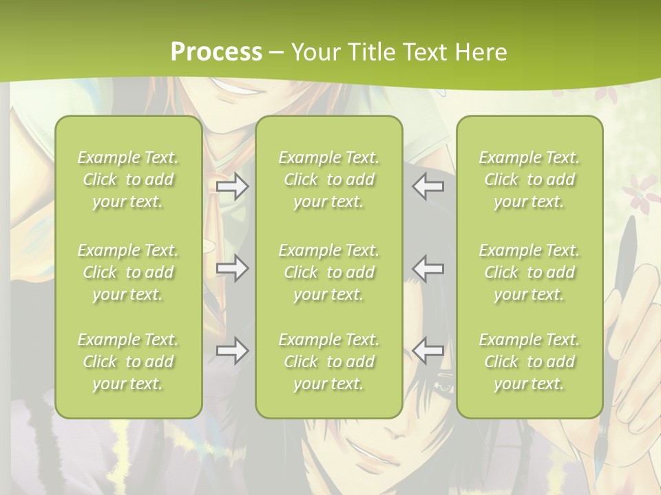 A Couple Of Anime Characters Sitting Next To Each Other PowerPoint Template